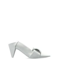 Loewe White Leather Heeled Mules "Origami"
