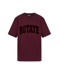 ROTATE BIRGER CHRISTENSEN Red T-Shirt With A Velvet-Finish Logo