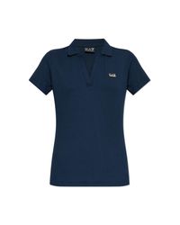 EA7 Blue Ribbed Polo