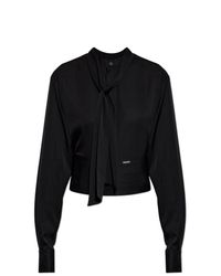 DSquared² Black Silk Shirt With Neck Tie
