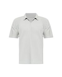 Homme Plissé Issey Miyake White Pleated Polo for men