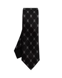 Moschino Black Silk Tie With Monogram for men