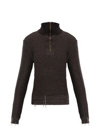 Maison Margiela Black Sweater With Decorative Threads
