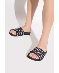 Balmain Black Slides With Logo