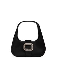 Roger Vivier Black Satin Shoulder Bag 'Pilgrim'