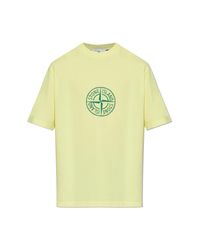 Stone Island Yellow T-Shirt With Printed Logo for men