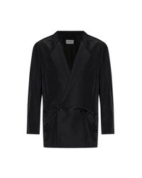 Lemaire Black Double-Breasted Blazer for men