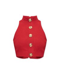 Balmain Red Neck Top