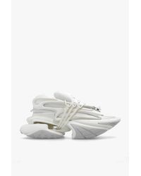Balmain White Unicorn Neoprene And Leather Sneakers for men