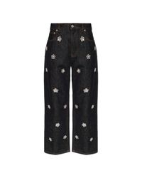 Marni Black Jeans With Floral Applique