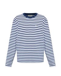 AMI Blue Oversize T-Shirt With Striped Pattern for men