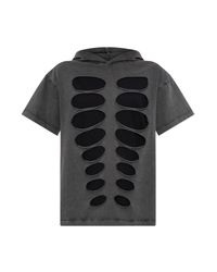 AVAVAV Black Hooded T-Shirt With Cut-Outs