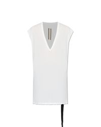 Rick Owens White V-Neck Top for men