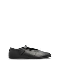 Adidas Originals Black Leather Ballet Flats 'Stan Smith Lo'