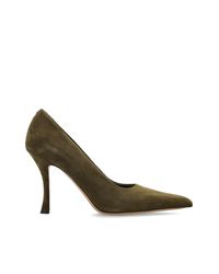 Ferragamo Green Suede Heeled Shoes "Elydea"