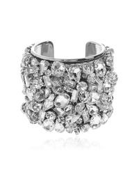 Dries Van Noten Gray Bracelet With Shimmering Crystals