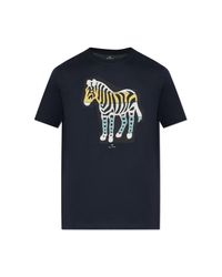 Paul Smith Blue T-Shirt With Colorful Print for men