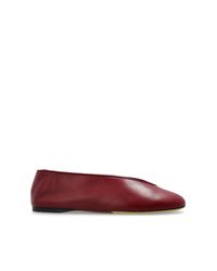 Moschino Red Leather Ballet Flats