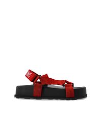 Moschino Red Leather Platform Sandals