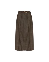 Etro Natural Wool Skirt With An Integrated Belt