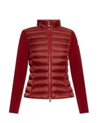 Moncler Red Cardigan With Down Insert