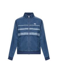 Adidas Originals Blue Denim Jacket With Stand-Up Collar for men