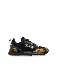 Versace Jeans Couture Black Sports Shoes With 'Barocco' Print
