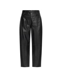 Samsøe & Samsøe Black Leather Trousers 'Saharpal'