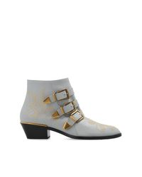 Chloé White 'susanna' Leather Ankle Boots