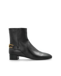 Emporio Armani Black Leather Ankle Boots With Heels