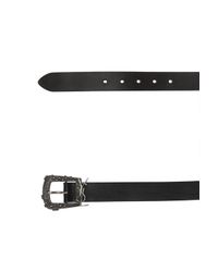 Saint Laurent Leather Ysl Embellished Buckle Belt in Black | Lyst