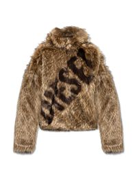 DIESEL Brown Faux Fur W-Mag With Hood for men