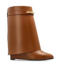 Givenchy Brown Wedge Heel Ankle Boots 'Shark'