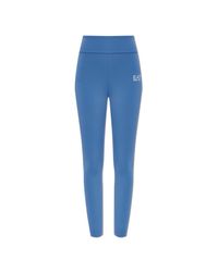 EA7 Blue Training Leggings With Logo