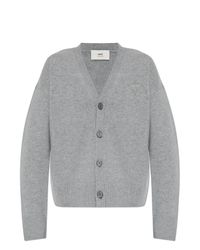 AMI Gray Wool Cardigan for men