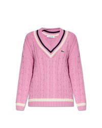 Lacoste Pink Sweater With Logo Patch