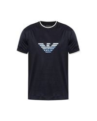 Emporio Armani Black T-Shirt With Embroidered Logo for men