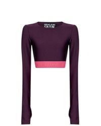 Versace Jeans Couture Purple Short Top With Long Sleeves
