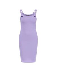 Versace Jeans Couture Purple Dress With Decorative Buckles On The Straps