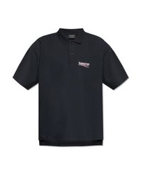 Balenciaga Black Polo With Embroidered Logo for men