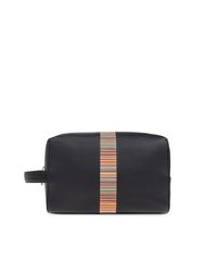 Paul Smith Black Leather Cosmetic Bag for men