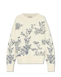 Munthe White Sweatshirt With Embroidered Pattern 'Friede'