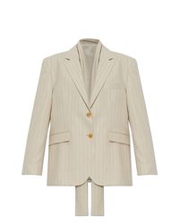 Acne Natural Wool Blazer With Decorative Scarf