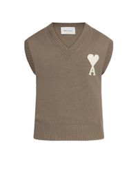 AMI Brown V-Neck Vest for men