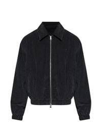 AMI Black Corduroy Jacket With Embroidered Logo for men