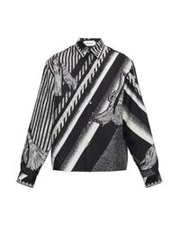 Versace Black Silk Shirt With Print for men
