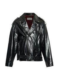 Dries Van Noten Black Leather Jacket 'Lodz' for men