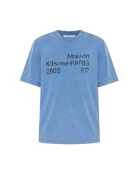 Maison Kitsuné Blue T-Shirt With Print for men