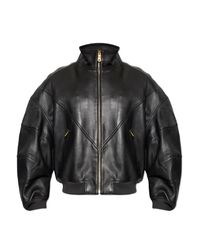 Willy Chavarria Black Leather Jacket 'Ruff Rider' for men