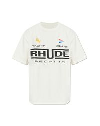Rhude White T-Shirt With Print for men